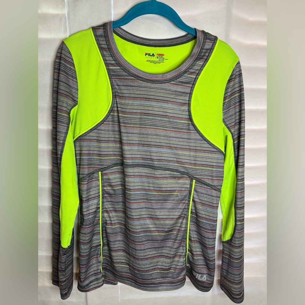 Like New condition. Fila Neon yellow and Gray Long Sleeve Top size M